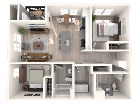 South Ridge Apartments West 2 Bed A Floor Plan